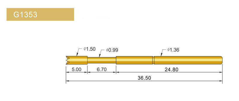 G1353-Q探針、四爪頭探針、1.36mm測試針、總長36.5mm、彈簧針圖片、測試針圖片、頂針圖片、探針圖片