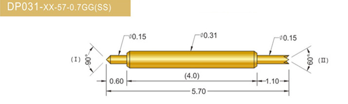 031雙頭探針、BGA雙頭測試針、雙向彈簧探針、帶彈簧雙頭針、雙頭針圖片