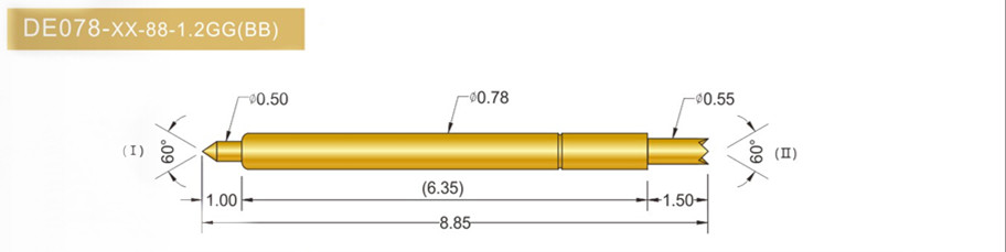 078雙頭探針尺寸、BGA雙頭頂針、雙向可動探針、帶彈簧頂針、測試探針