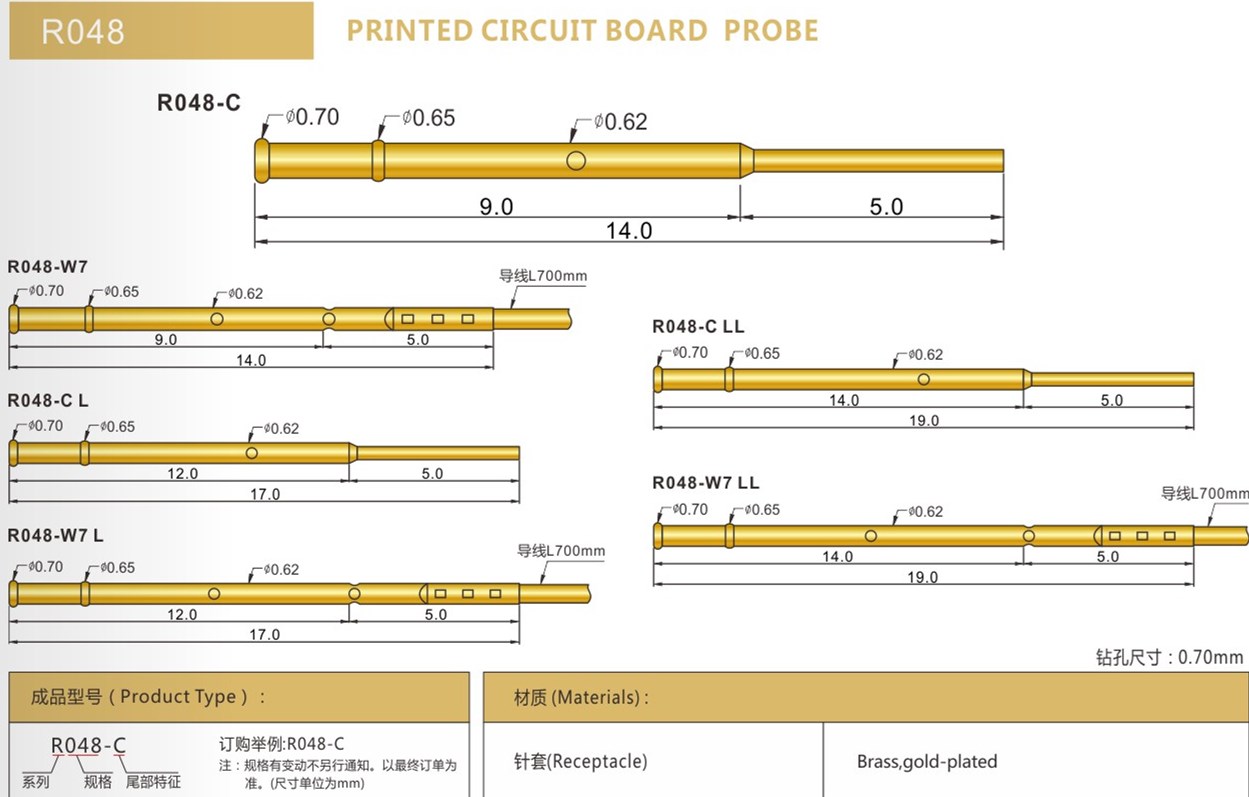 R048探針規(guī)格參數(shù)，華榮華探針廠家